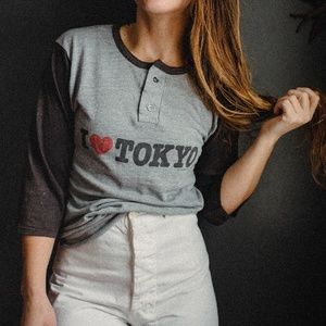 Vintage 1980's Thin I Heart Tokyo Baseball Tee